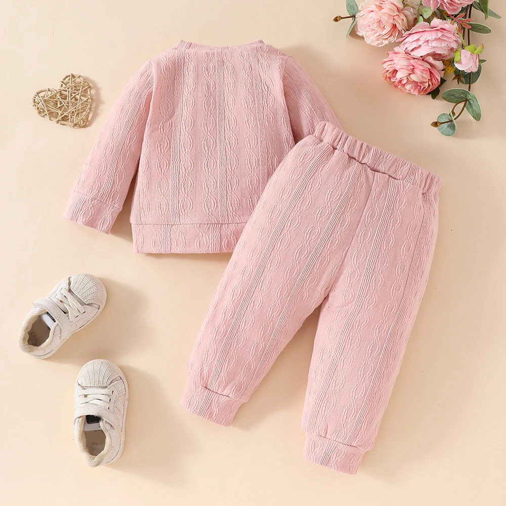 2-Piece Baby Girls 3-24M Autumn Outfits Cute Rabbit Embroidery Long Sleeve Tops T-Shirt+Pants Toddler Kids Sweatshirt Pantsuit