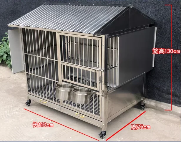 Stainless Steel Dog Crate with 3-Side Enclosed Flat Tray