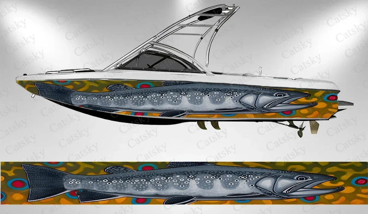 Realistic Animal Trout Underwater Colorful Cool Boat Sticker Vinyl Ship Pontoon Deck Boat Fishing Decorative Pontoon Boats Decal