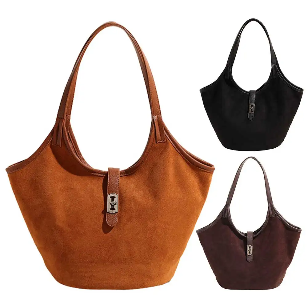 Sac à main rétro en daim pour femmes, sac à poignée supérieure de luxe, sac sous les bras de styliste pour le travail, le Shopping et les voyages