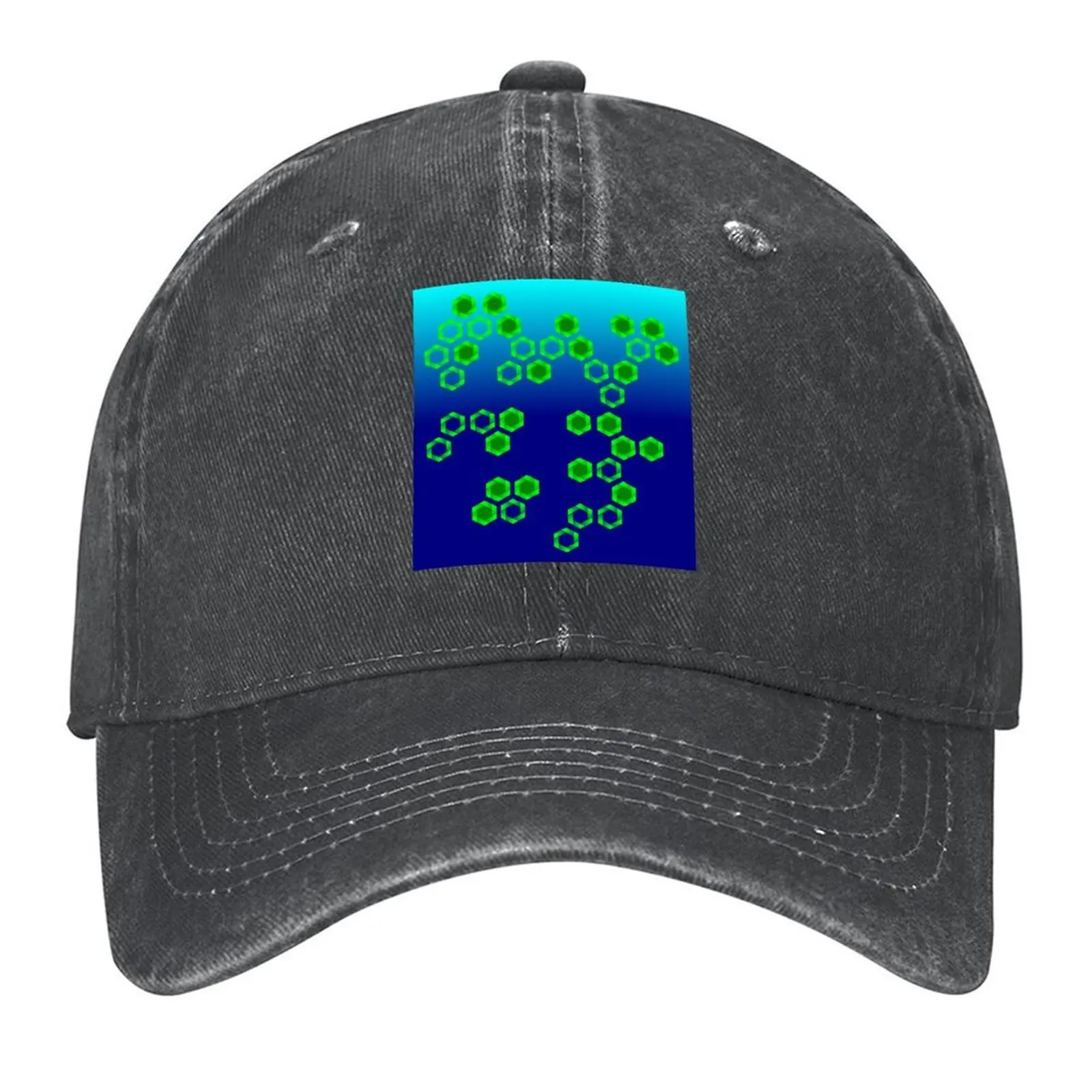

green hexagon blue background Baseball Cap New Hat hard hat Hip Hop Trucker Hat Caps For Men Women's