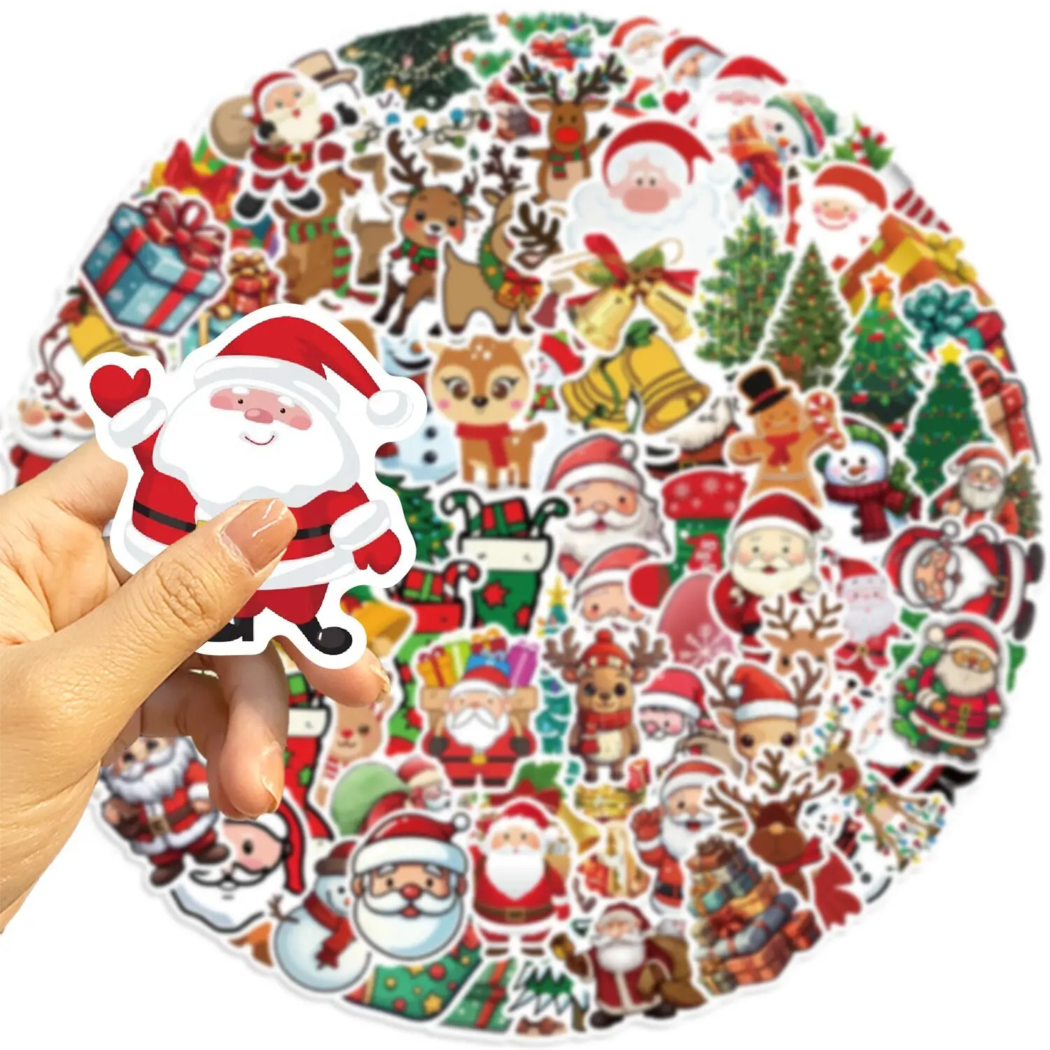 10/50/100 Stuks Schattige Kerst Santa Claus Graffiti Stickers Esthetische Diy Bagage Fiets Telefoon Nieuwjaar Cadeau Decoratie Sticker Speelgoed