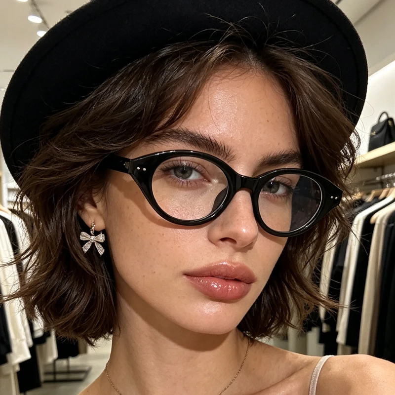1pc classic black frame oval glasses, simple style, daily commute, all-match fashion glasses