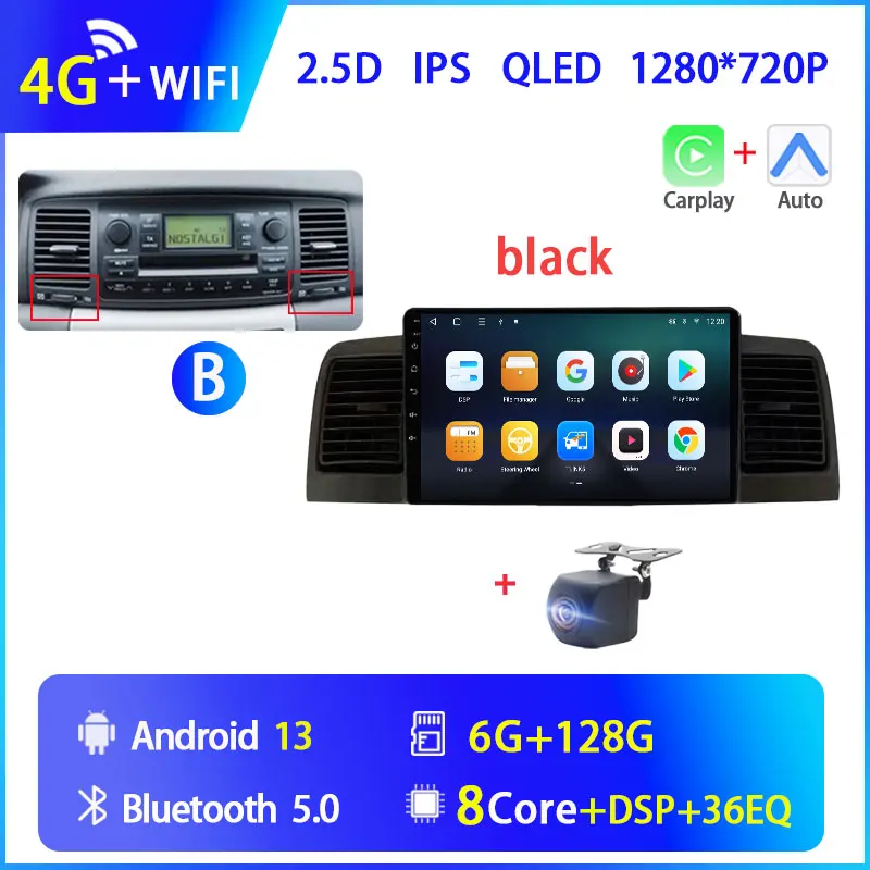 2din Android Car Radio for Toyota Corolla E120 E130 2000-2009 Multimedia Video Player Navigation GPS stereo Carplay Head Unit 4G