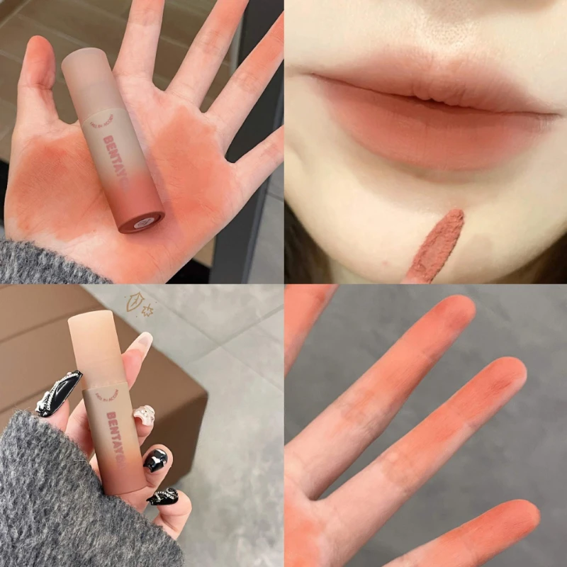 6 Farben matt Lip gloss wasserdicht leicht zu tragen Samt Rose rotbraun Lippen schlamm nackt dauerhafte flüssige Lippenstift Lippen Make-up Kosmetik