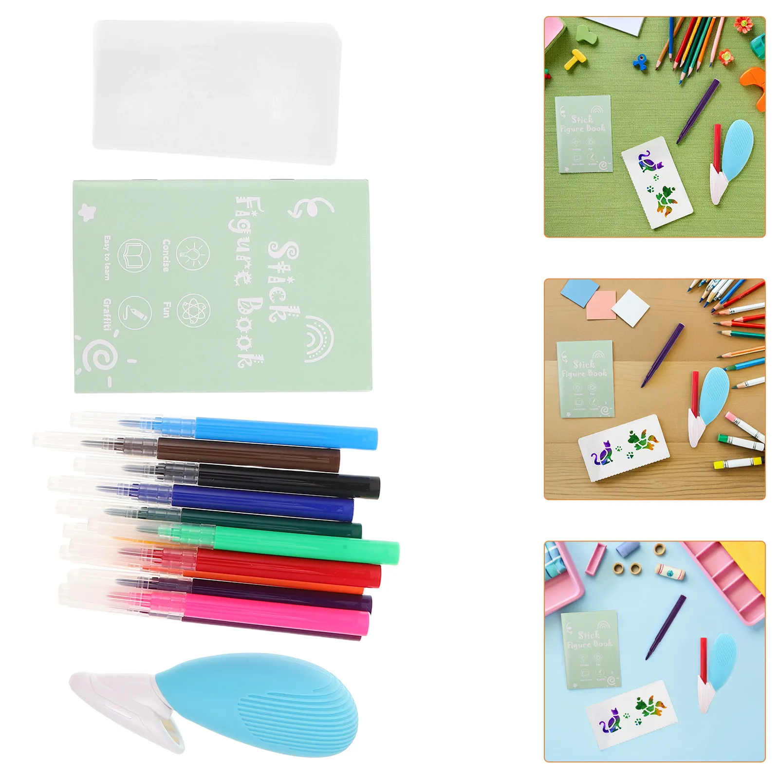 

Набор аэрографов-маркеров (12 цветов), водостойкие спрей-ручки, эргономичные трафареты для аэрографии, для DIY-рисования и поделок