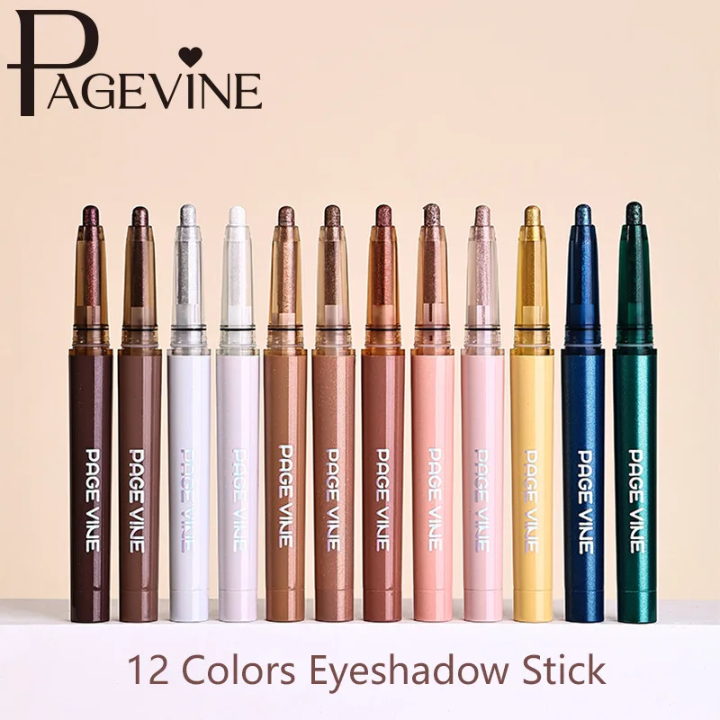 12 色きらめくハイライトスティックグリッターマルチカラーアイシャドウペンシル明るい目まぶしい効果メイクアップハイライター
