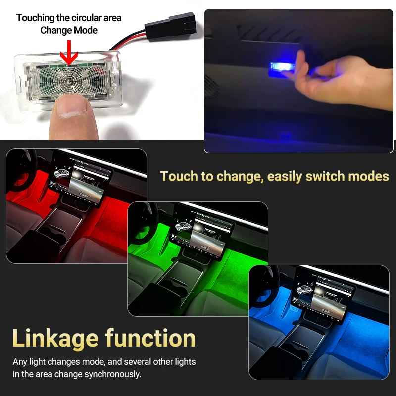 LED Multiple Colors Car Footwell Ambient Lamp Interior Decorative Atmosphere Light Auto Trim Accessories For Tesla Model 3 Y S X