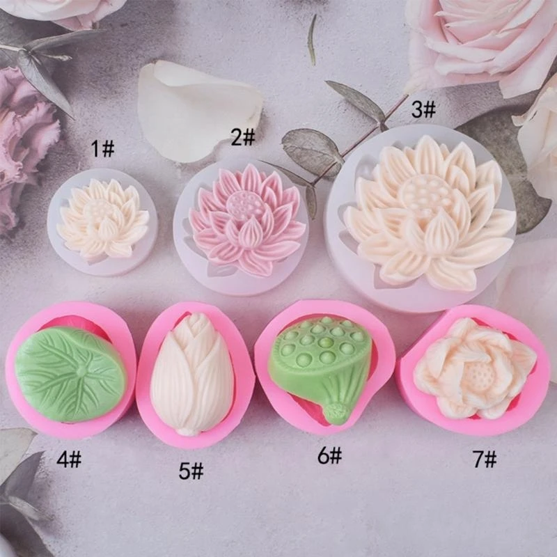 

Handmade-Soap Mold 3D Lotus-Flower Aromatherapy-Candle Silicone Mold DIY Art top sale