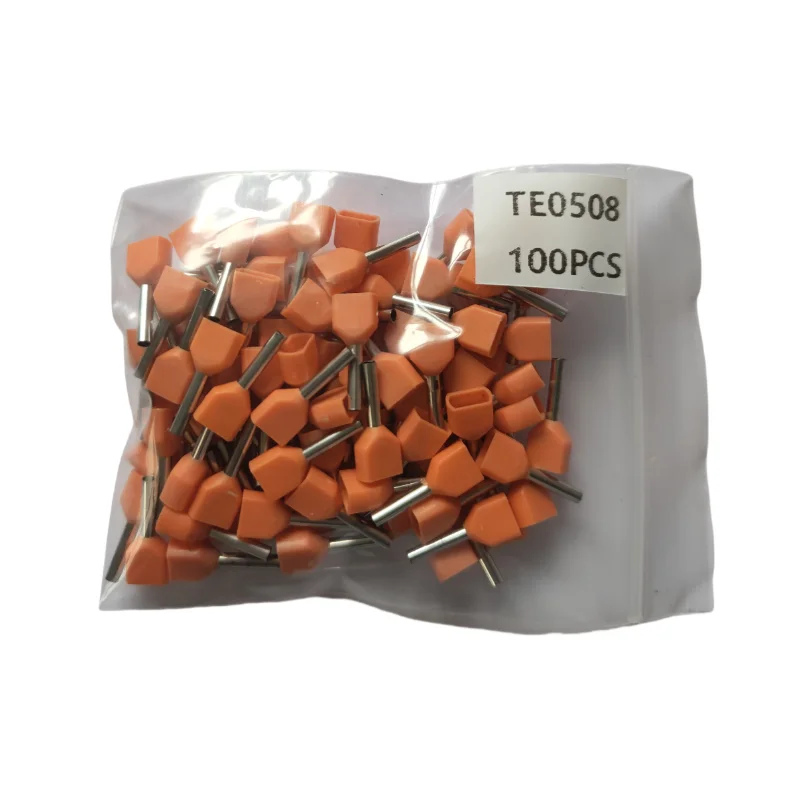 100PCS AWG 2X#22 Pure Copper Dual Cables Connection TE0508 2x0.5mm² Insulated Crimping Cable Terminal Electrical Ferrules Cord