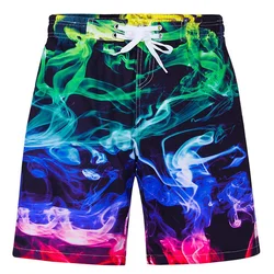 Short de bain coloré imprimé 3D pour homme, maillot de bain hawaïen, maillot de bain de surf cool, short de planche Y2K, pantalon ciel étoilé, smog graffiti, été