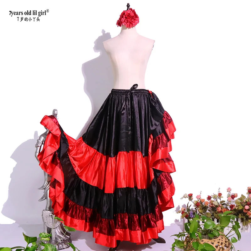 20 Sân 4 Tầng Satin Váy Múa Bụng Giang Hồ Đá Bộ Lạc Flamenco 9EX11