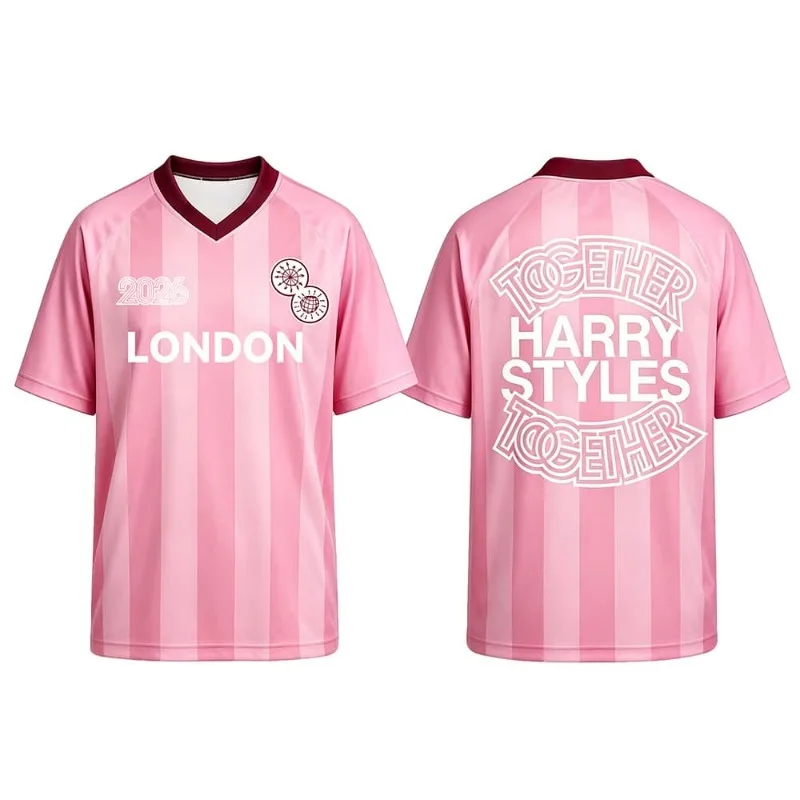 Harry Styles Together 2026 Tour Family Pink Soccer Jersey London Mexico City Print Concert Fans Short Sleeve V Neck Music Tee