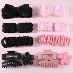 26Pcs/Set Women Girls Hair Accessories Set Flower Hair Claw Clip Spa Headband Washing Face Hairband Girl Hair Elastic Hair Ties