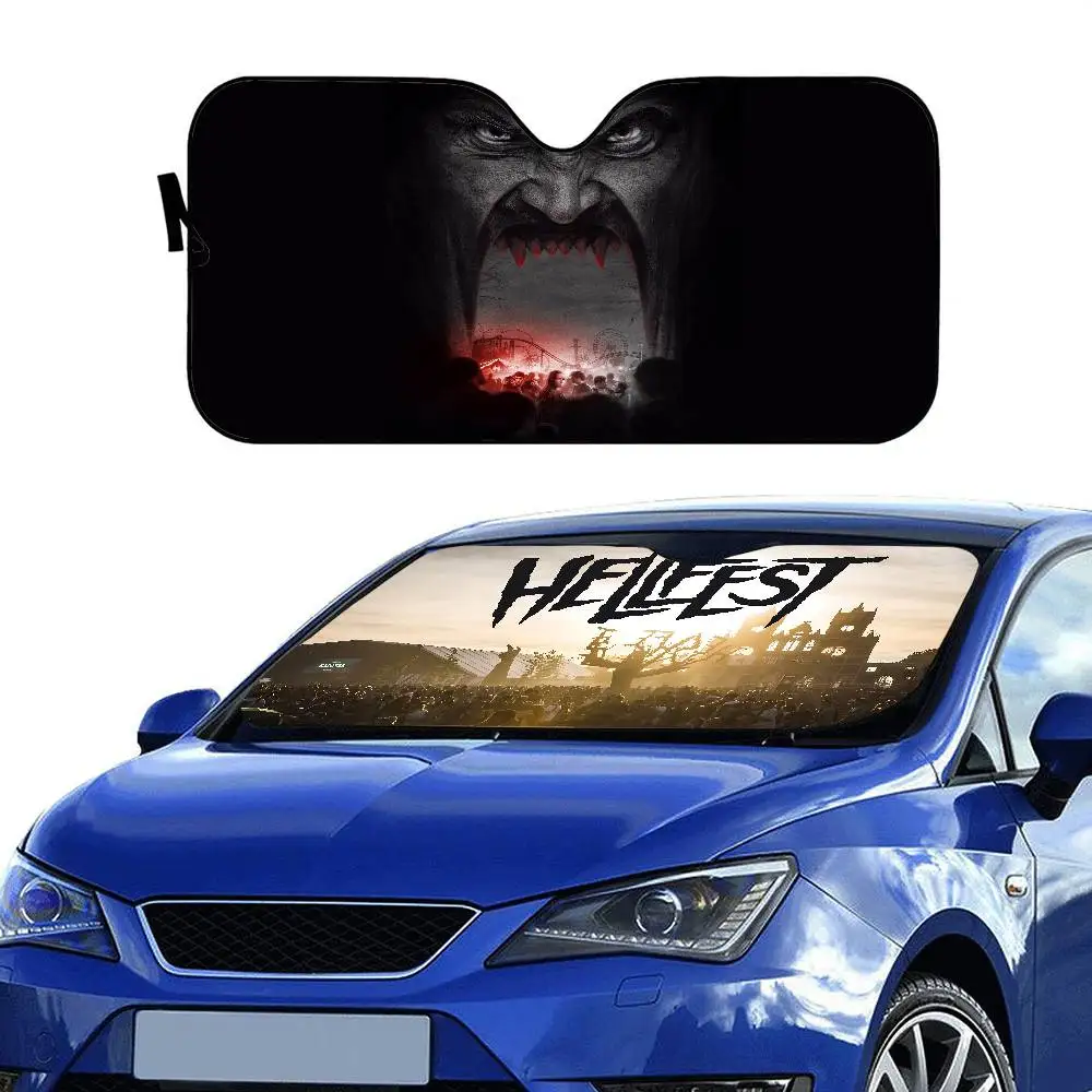 

H-Hellfest Car Sun Shade Windshield Foldable Cute Funny Sunshade By Vincent For Car Truck SUV Blocks
