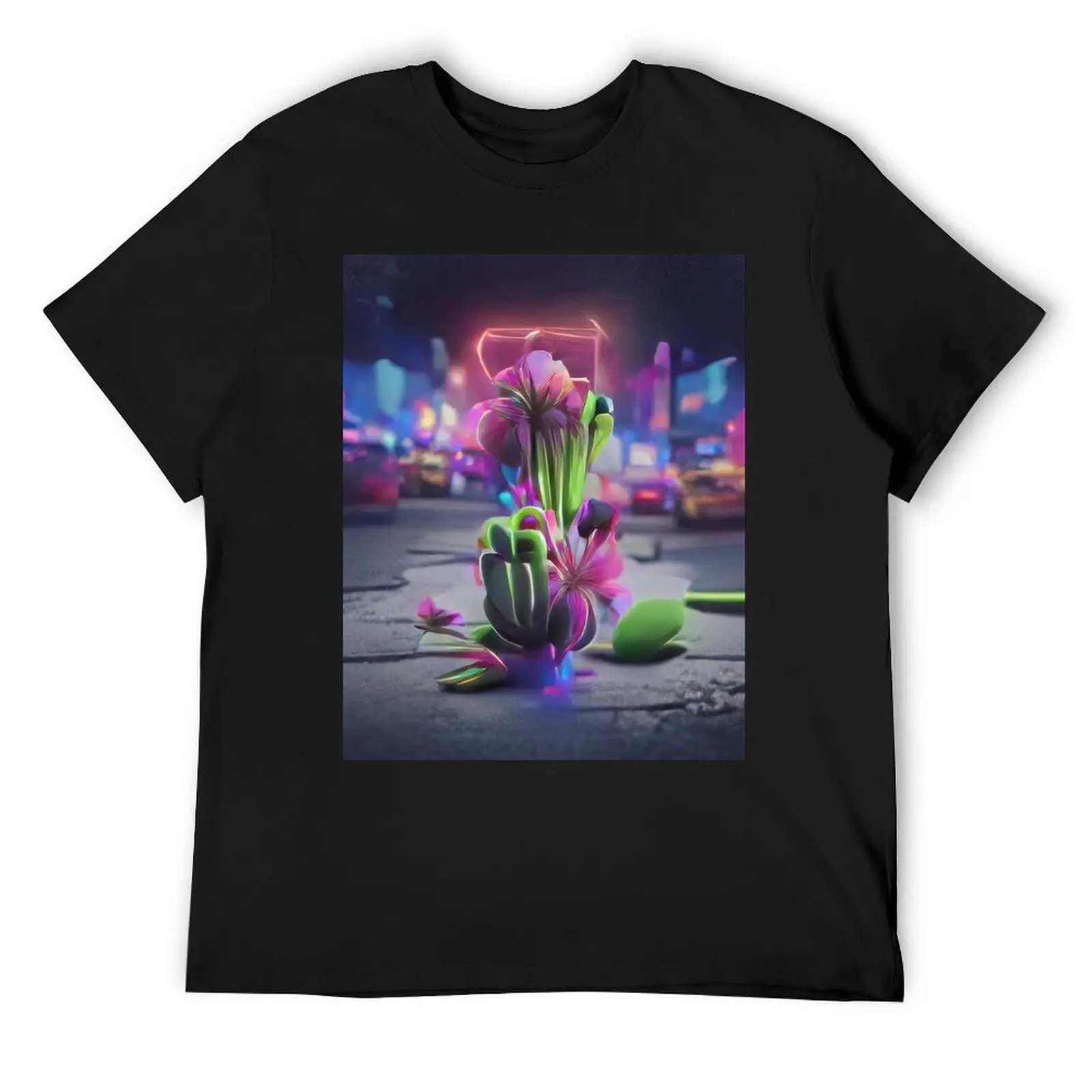 

Night City Flowers - AI Artwork T-Shirt fashion shirts Personalized t-shirt vintage clothes mens workout shirts