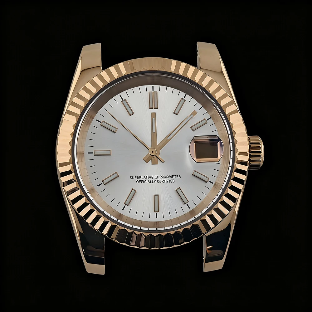 NH35 حافظة 36/39 مللي متر حافظة من الفولاذ المقاوم للصدأ ساعة أوتوماتيكية للرجال شعار مخصص الطلب مناسبة لملحقات ساعة الحركة NH35