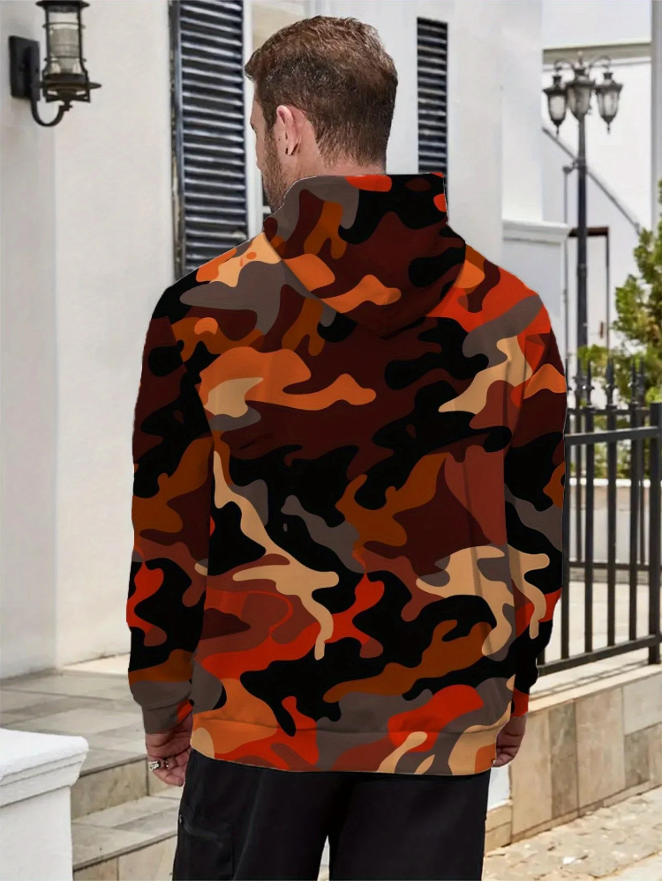 الرجال التمويه طباعة مقنعين البلوز فضفاض كامو سترة ملابس خارجية للصيد والاستخدام غير الرسمي ملابس رجالية البلوز القمم #4