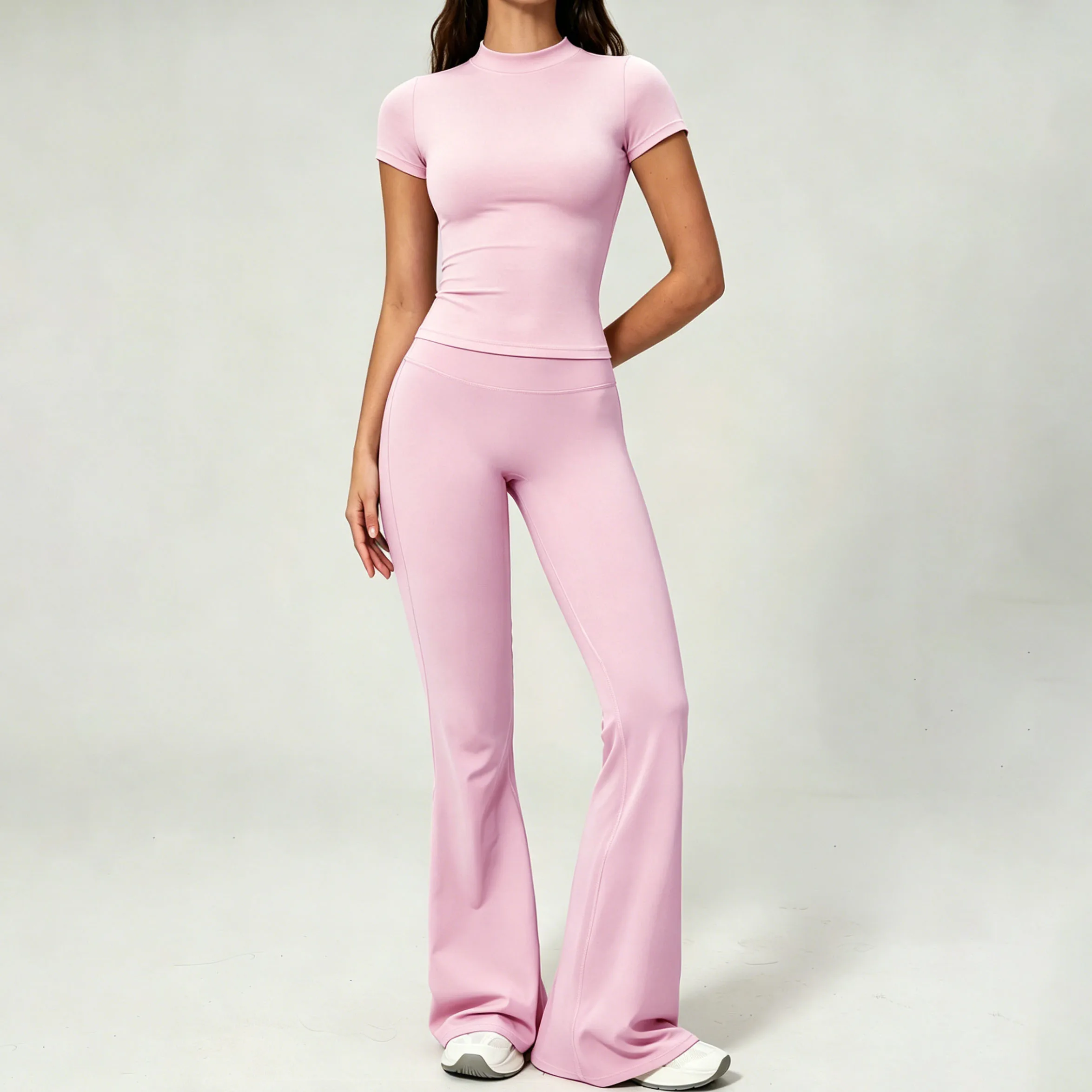 Women's Pilates Yoga Set 15 Colors Nylon Brushed Slim Fit Flare Pants Workout Outfit Slimming Fitness Running Sport Suit