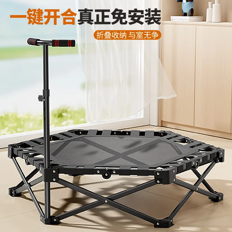 Foldable children's trampoline hexagonal, indoor trampoline for home use, adjustable with push-open and close bounce bed