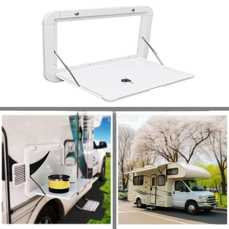 for RV Modified Outer Wall External Folding Table Aluminum Alloy Dining Table with Lock Rack
