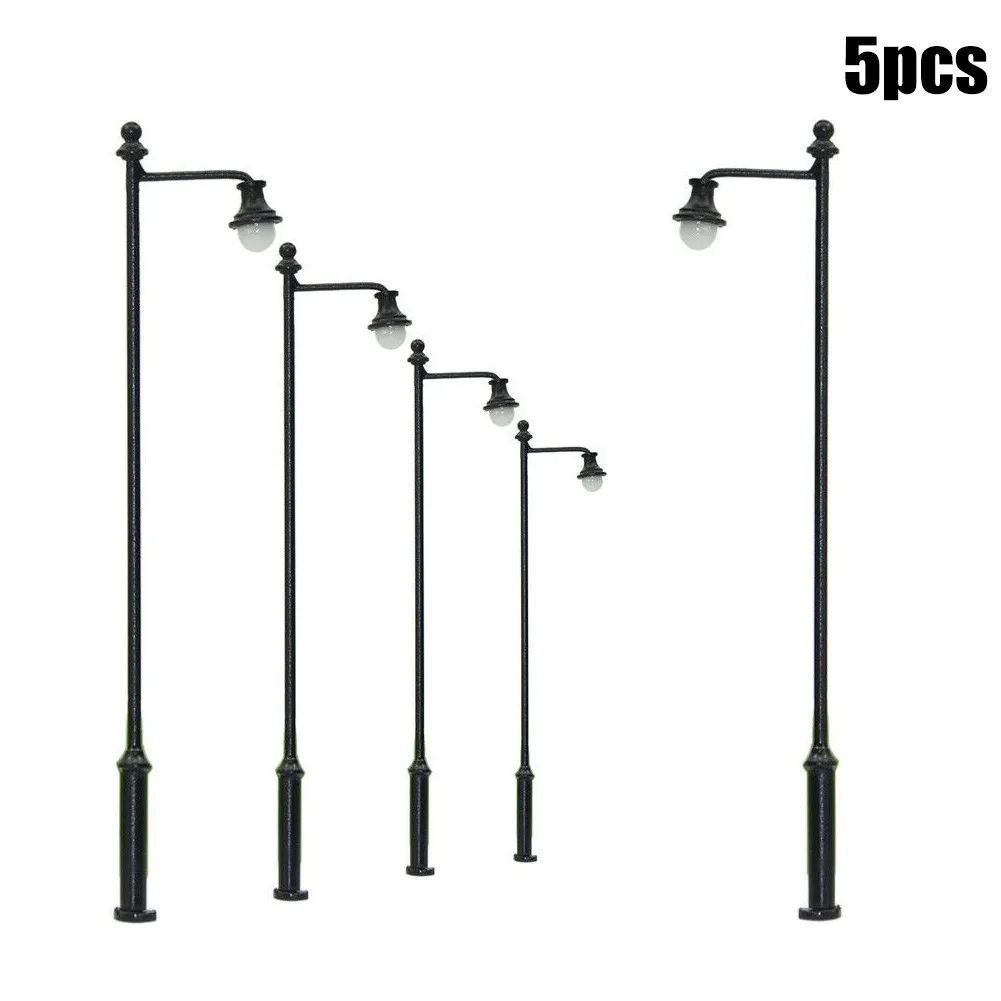 5pc Model Railway Light 1:87 Lamp Post Street Lights HO OO Scale LEDs 3.54in Warm White Scale Lamps Single Head Lams Model