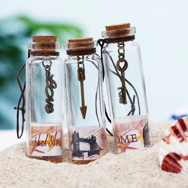 Vintage Creative Cute Mini Clear Glass Cork Stopper Wishing Drifting Bottle Vial Jar Retro Home Decor Birthday Gift Decoration
