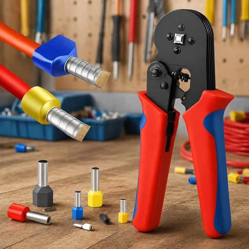 Professional Wire Crimping Set for 23-7AWG Electrical Terminals with 0.25-10mm Ferrule and Tubular Clamp Tools