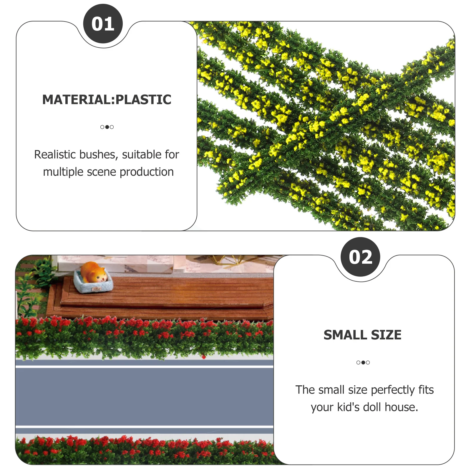 

6Pcs Simulation Shrub Strip Cluster Miniature Landscaping Plants Flexible Artificial Bush for Fairy Garden DIY Sand Table