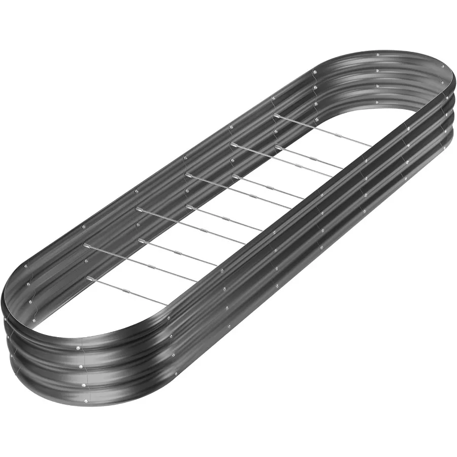 

8×2×1ft Galvanized Raised Garden Bed Kit 108 Gallon Capacity Raised Garden Boxes Outdoor Oval Metal Raised Garden Beds for Vege