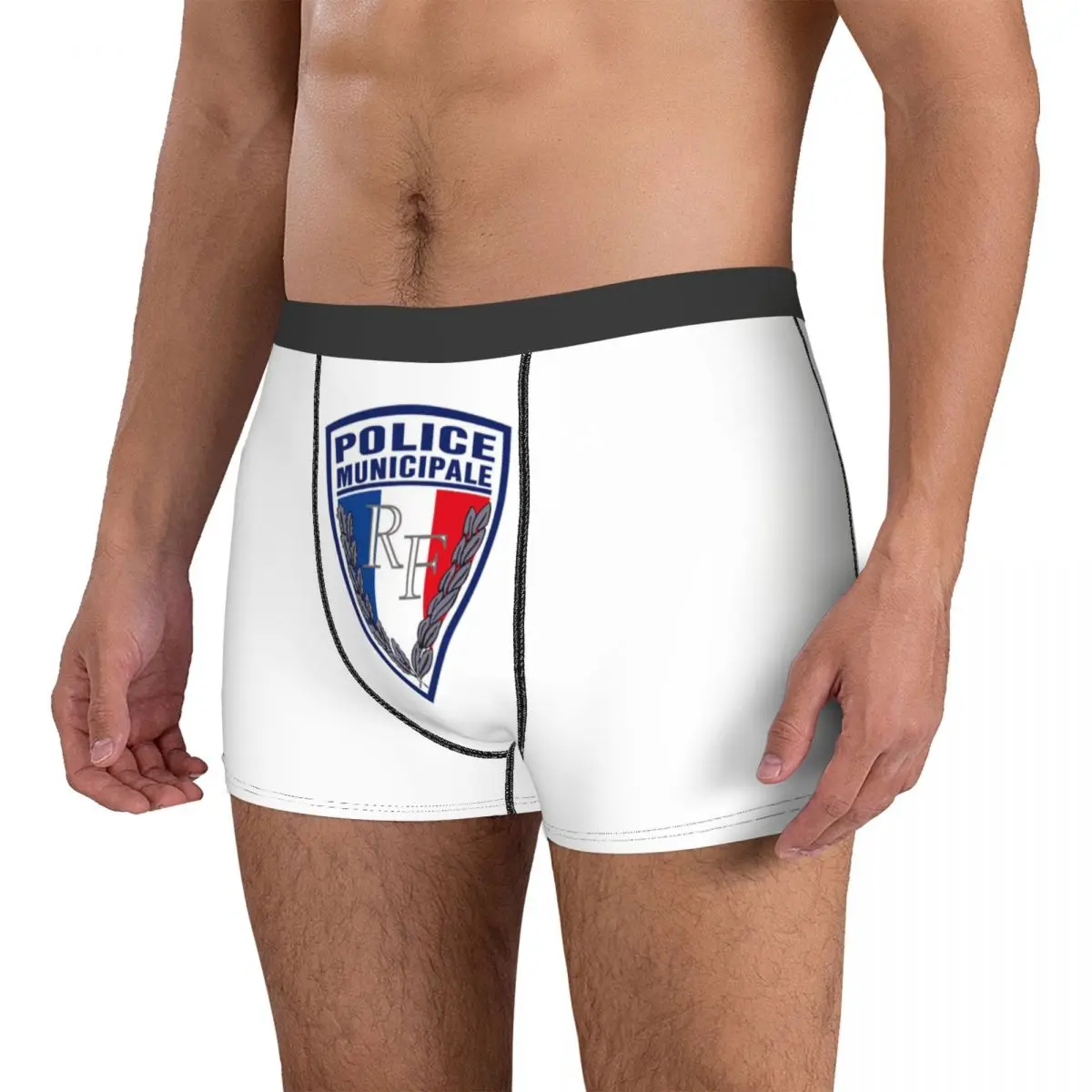 Boxer Underpants Shorts French Municipal Police Insignia Panties Men Soft Underwear for Homme Man Boyfriend Gift