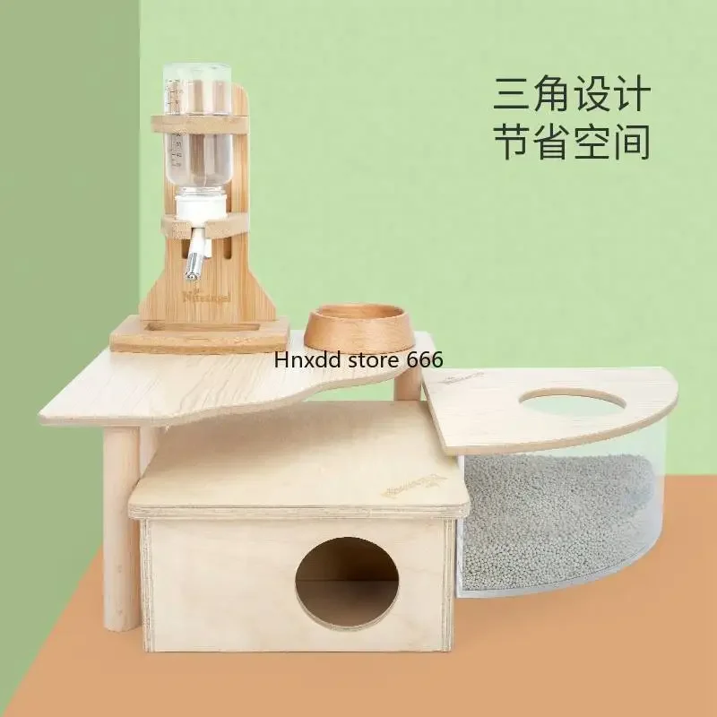 Triangle Wave Hamster Platform Space-saving Wooden Golden Bear Nest Cage