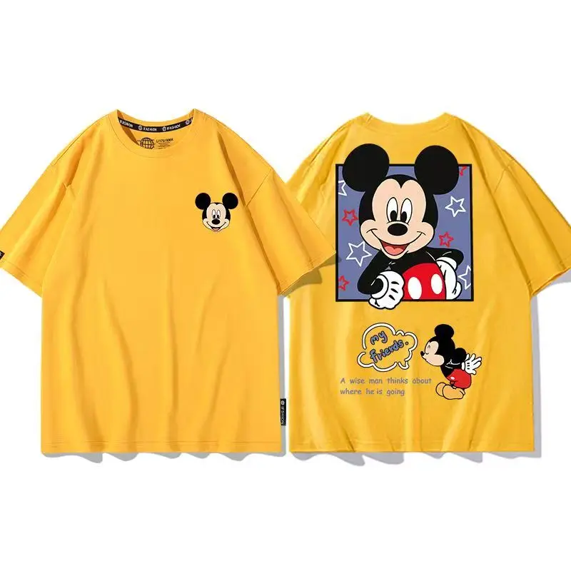 

Summer Mickey Minnie Donald Daisy Couple T-shirt, Unisex Short Sleeve, Cartoon Print Loose Breathable Casual Matching Tops