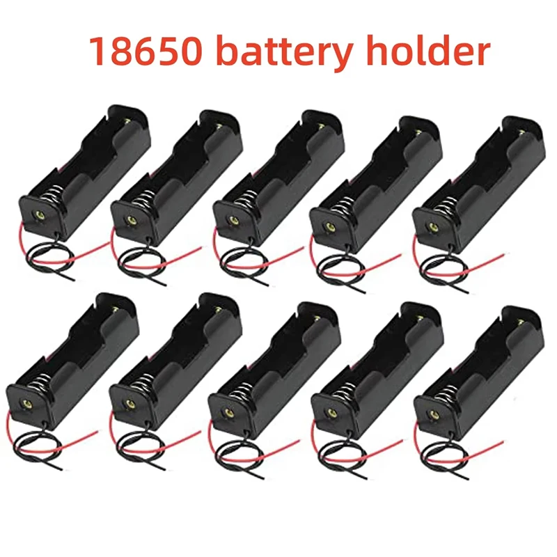 10pcs 18650 Power Bank Holder 1X 3.7V 18650 Battery Holder Storage Box Case 1 Slot Battery Container With DIY Wire Lead Series