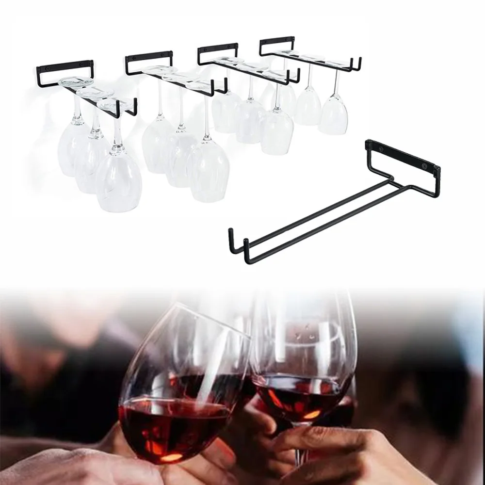 

Wall Mount Durable Goblet Stemware Kitchen Cabinet Cup Hanger Storage Shelf Wine Glass Holder Hanging Rack