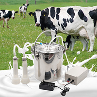 5L Electric Pulsator Milk Milking Machine For Goat Cattle Sheep Milker Integrated Vacuum Pump Chargeable Stainless Steel Bucket