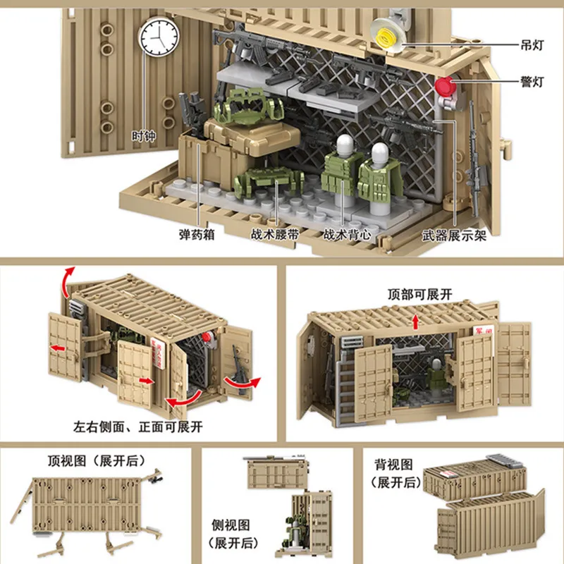4 IN 1 WW2 Esercito Militare Soldati SWAT Contenitore Della Polizia Arma Cannone Base Modello Building Blocks Mattoni Giocattoli Per Bambini