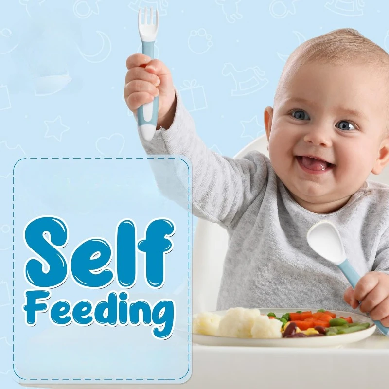 

Silicone Baby Spoon Set with Travel Case for Self-Feeding Bendable Learning Accessories for Toddlers Kids Introducing Solids