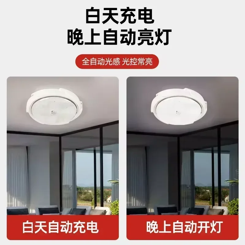 LED Solar Ceiling Lights Indoor Bedroom Corridor Garden Lighting With Remote Control Dimmable Timing Solar Ceiling Lamp