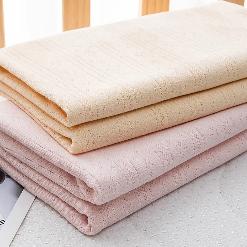 185x50cm All-cotton Ribbed Jacquard Fabric, Summer Pure Cotton Baby Pajamas, Home Wear, Jumpsuit, Breathable Knitted Fabric