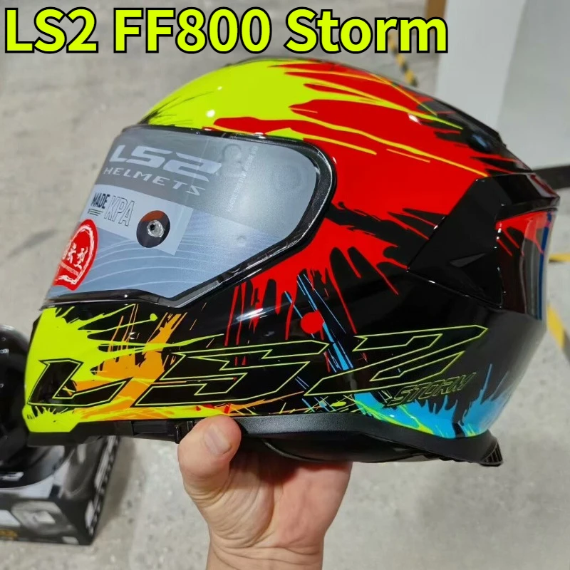 LS2 FF800 Storm Motorcycle Helmet for Male and Female Drivers, Double-sided Cover, Full Face Helmet, 3C ECE Certified Anti Fall