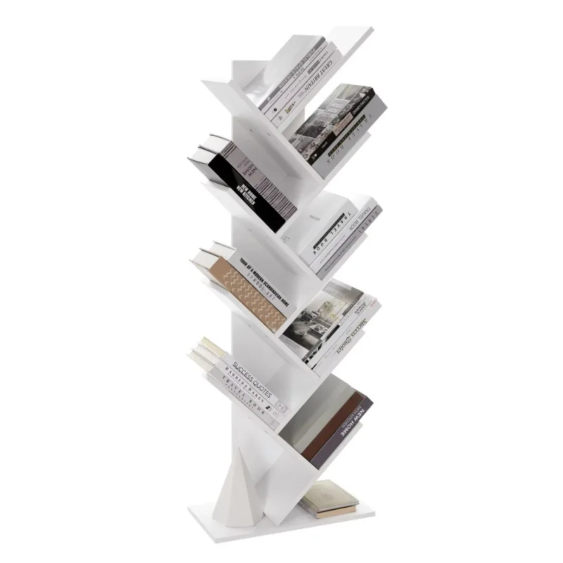 

Modern Wooden Office Tree Bookshelf Plant Stand Utility Shelf 8-tier Floor Standing Bookcase For Living Room