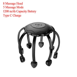 Electric Head Massager 5 Modes Vibration Octopus Claw Scalp Massager Relief Head Fatigue Improve Sleep Relaxation Head