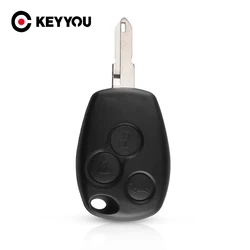 KEYYOU-carcasa de llave remota para coche, carcasa de 3 botones para Renault Duster Logan Fluence Clio Vivaro Master Traffic Kangoo Megane laguna