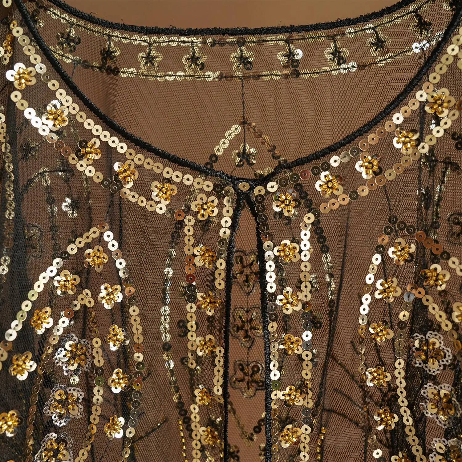 1920er Jahre Pailletten-Verzierter Flapper-Schal Elegante Wickelkleider Atmungsaktiver Kurzer Umhang Vintage Abendcape Braut-Schal – Detail 6