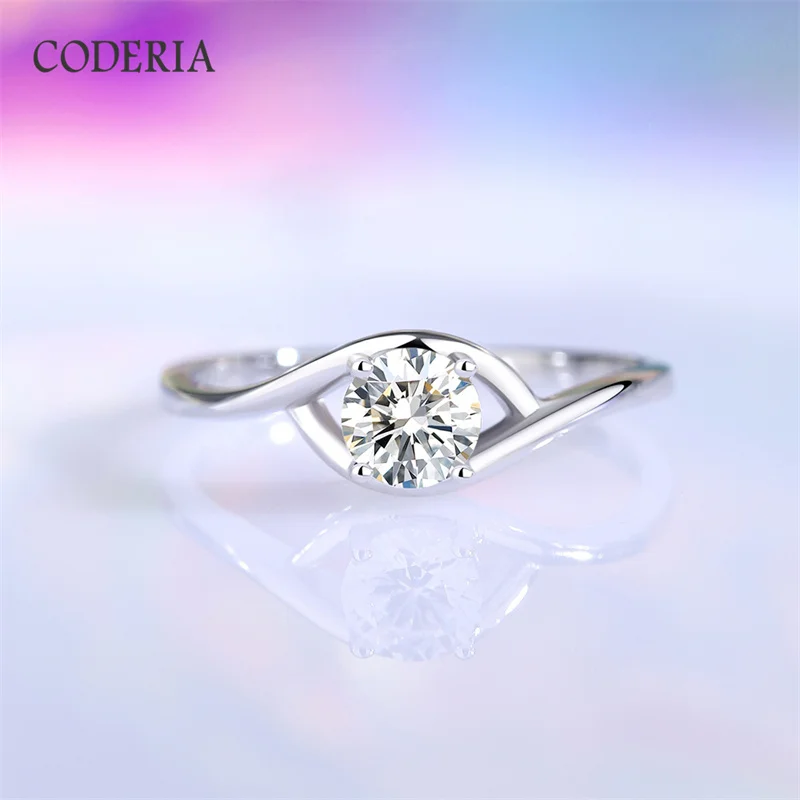 Real 0.5ct Moissanite 4 Claw Ring GRA Diamond Certified 925 Sterling Silver Twist Arm Rings Women Wedding Fine Jewelry