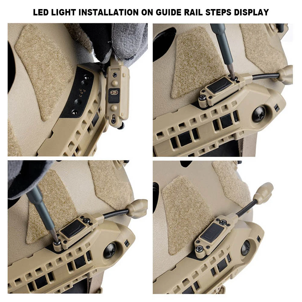 Tactical Helmet Light, 2 Modes Modular ARC Rail LED Flashlight, Outdoor Night Lighting, Hunting CS Training ARC Helmet IR Lamp