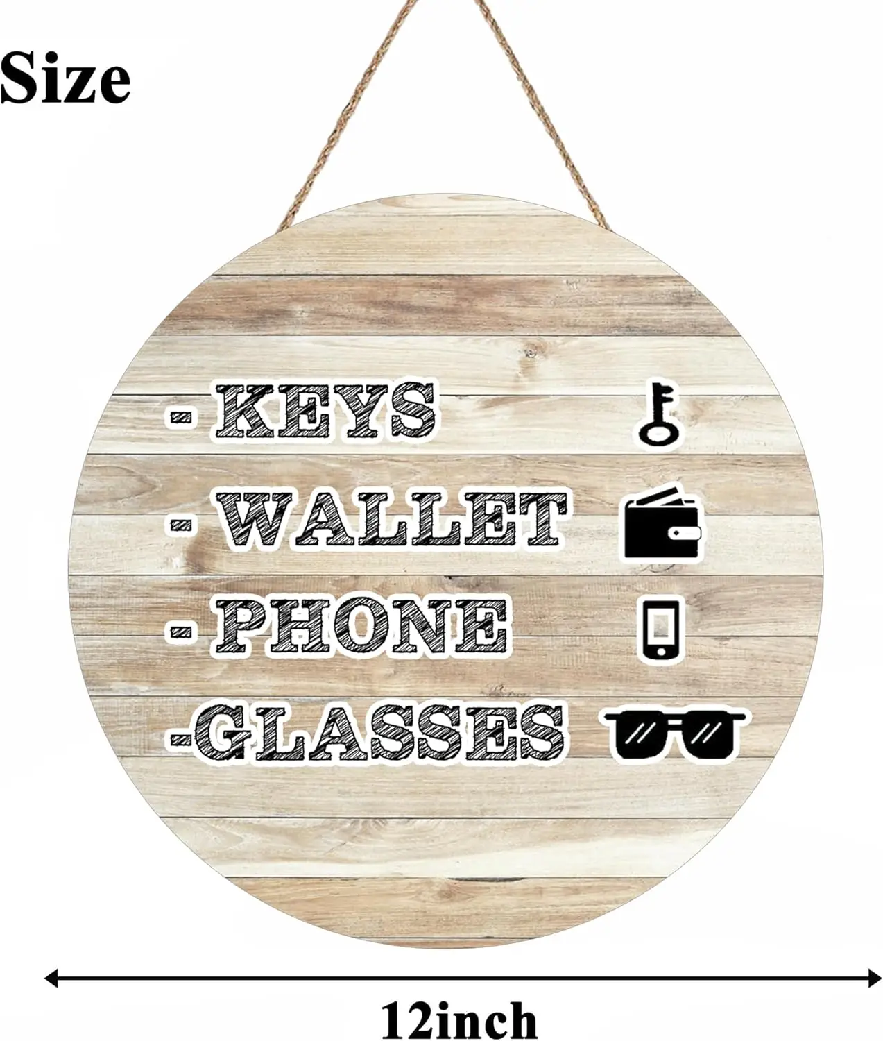 Funny Round Wooden Hanging Sign for Front Door Porch Decor Keys Wallet Phone Glasses Front Door Decorations for All Seasons