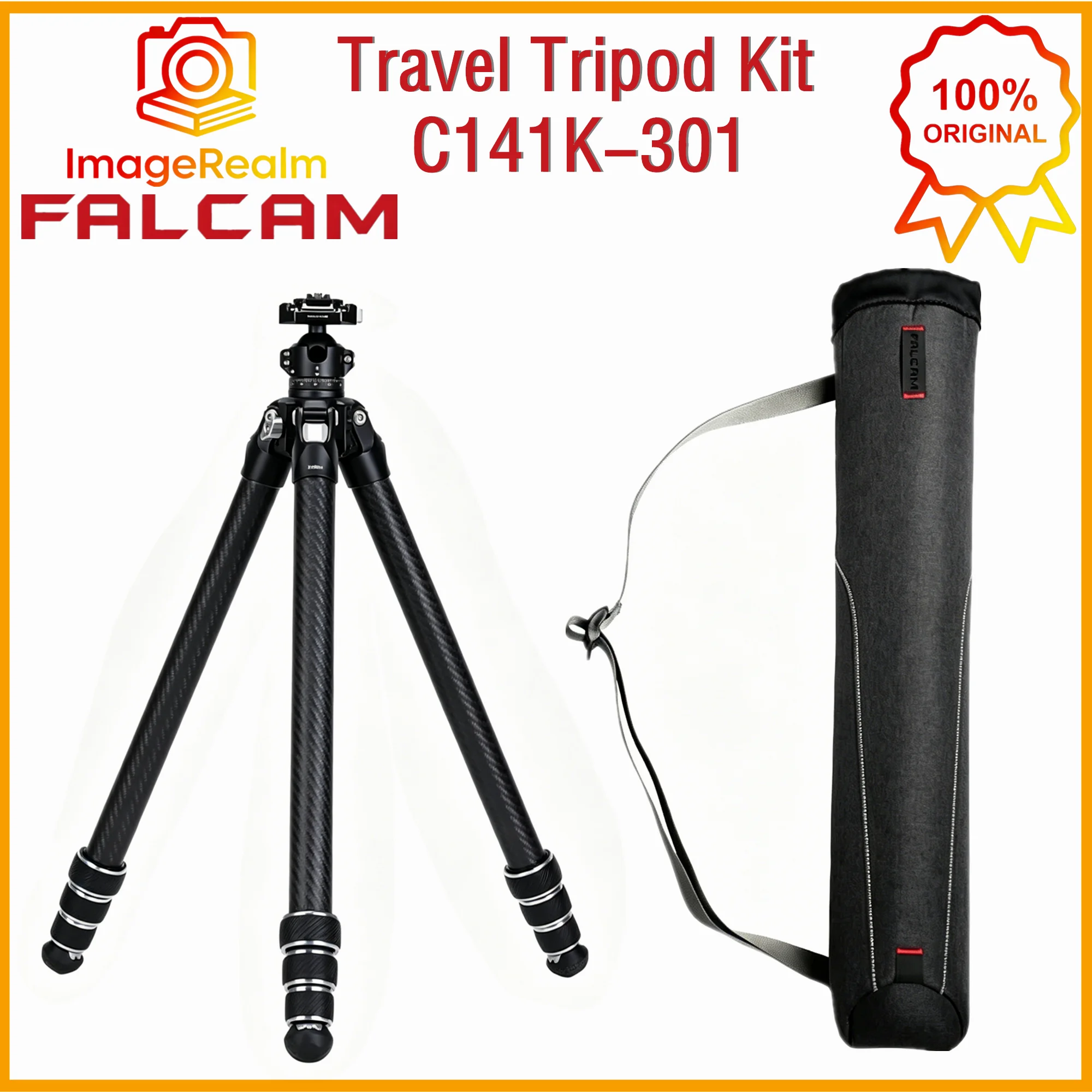 FALCAM T00A4903 C141K-301 TreeRoot 61 Carbon Fiber Portable Small Travel Tripod Kit for Photography Camera Drone Accessories kit