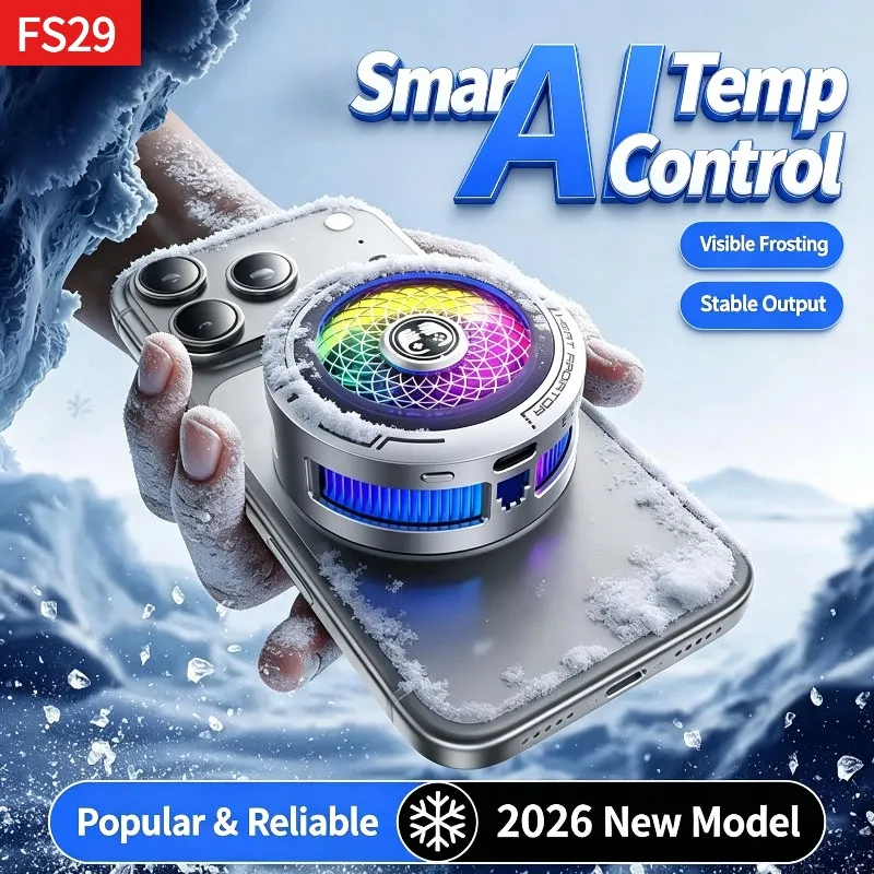 fs29b-新型モバイルフォン冷却器。3段階のai制御、9v-22a、20wの高出力、磁石と背面クリップによる固定、半導体冷却ファン、強力な冷却性能。